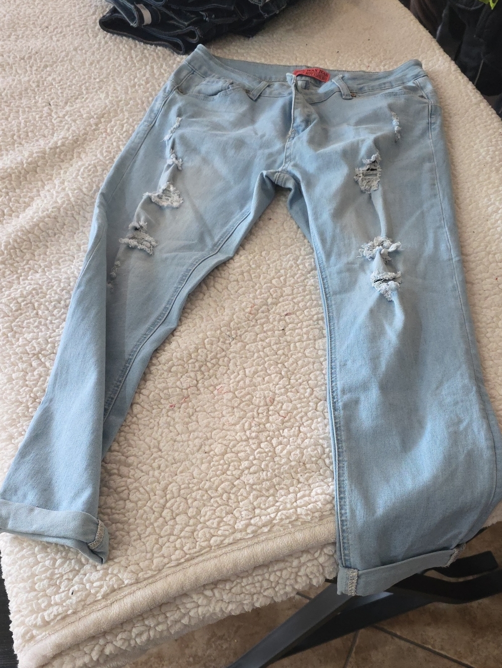 Wax Jean Light Blue Distressed Boyfriend Jeans